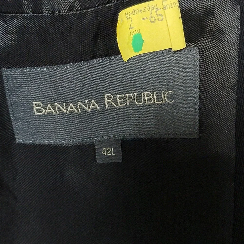 Banana Republic Men's Sport Coat Blazer Three Button Solid Black Wool 42L‎ ITALY